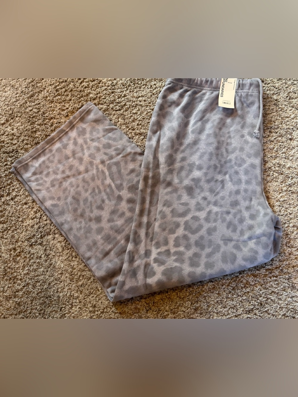 No Boundaries Gray Leopard Print Fleece Joggers